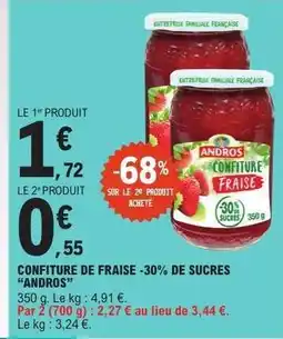 E.Leclerc CONFITURE DE FRAISE -30% DE SUCRES “ANDROS” offre
