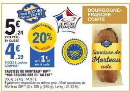 E.Leclerc Saucisse de Morteau cuite offre