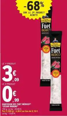 E.Leclerc Saucisson Sec Fuet Ibérico 'César Moroni' offre