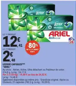 E.Leclerc Lessive Capsules Ariel offre