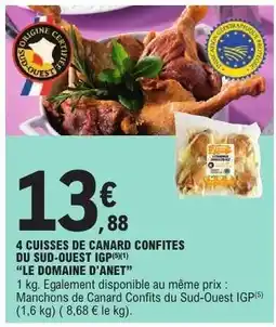E.Leclerc 4 Cuisses de Canard Confites du Sud-Ouest IGP offre