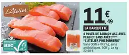 E.Leclerc 4 PAVÉS DE SAUMON ASC AVEC PEAU ET SANS ARÊTE offre