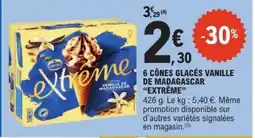 E.Leclerc 6 CÔNES GLACÉS VANILLE DE MADAGASCAR “EXTRÊME” offre