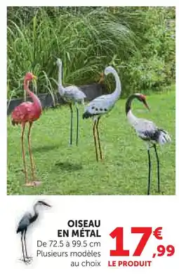 Super U Oiseau en métal flamant rose offre