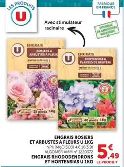 Super U U engrais rosiers et arbustes à fleurs 1 kg offre