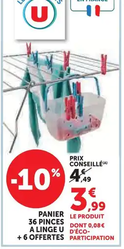 Hyper U U panier 36 pinces à linge + 6 offertes offre