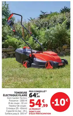 Super U Elem garden tondeuse électrique filaire offre