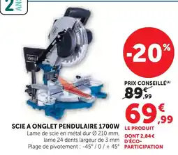 Hyper U Scie à onglet pendulaire 1700w offre