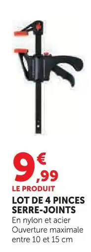 Hyper U Lot de 4 pinces serre-joints offre