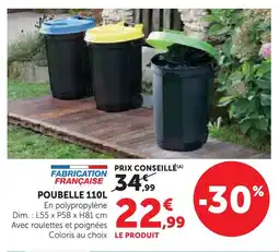 Super U Poubelle 110l offre