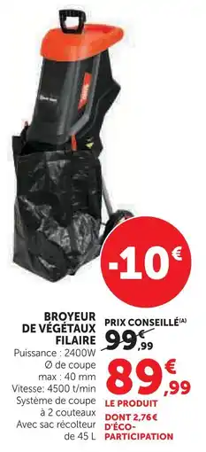 Hyper U Broyeur de végétaux filaire offre