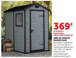 Hyper U Abri de jardin manor gris offre