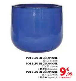 Hyper U Pot bleu en céramique 21 x 21 x 18 cm offre