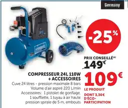 Hyper U Compresseur 24l 110w + accessoires offre
