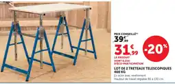 Hyper U Lot de 2 tréteaux télescopiques 400 kg offre