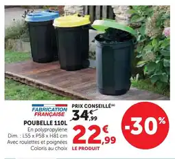 Hyper U Poubelle 110l offre