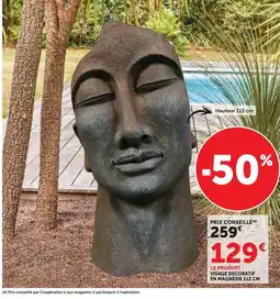 Hyper U Visage décoratif en magnésie 112 cm offre