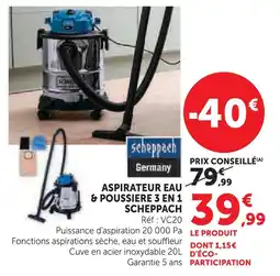 Hyper U Scheppach aspirateur eau & poussière 3 en 1 offre