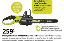 Bricomarché Ryobi - tronçonneuse à batterie ry36csx40b-o offre