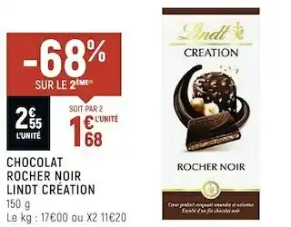 Petit Casino Lindt création chocolat rocher noir offre