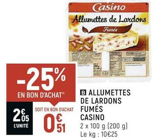Petit Casino Casino allumettes de lardons fumés offre