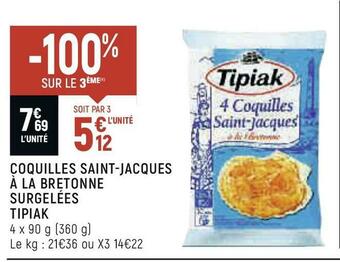 Tipiak coquilles saint-jacques à la bretonne surgelées