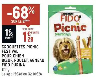 Spar Purina croquettes picnic festival pour chien bœuf, poulet, agneau fido offre