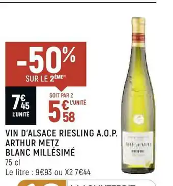 Spar Arthur metz vin d’alsace riesling a.o.p. blanc millésimé offre