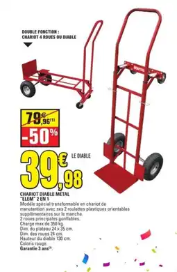 E.Leclerc Chariot diable métal elem 2 en 1 offre
