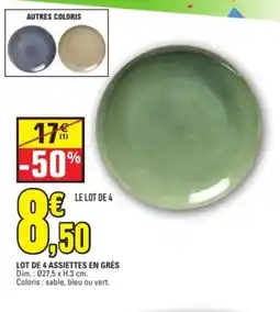 E.Leclerc Lot de 4 assiettes en grès offre