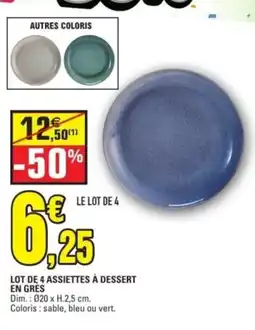 E.Leclerc Lot de 4 assiettes à dessert en grès offre