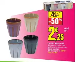 E.Leclerc Lot de 4 mugs offre