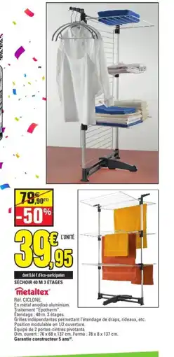 E.Leclerc METALTEX Séchoir 40 m 3 étages offre