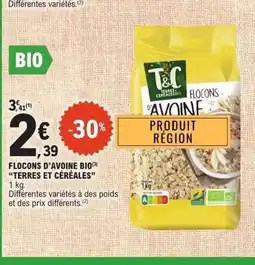 E.Leclerc TERRES ET CÉRÉALES Flocons d'avoine bio offre