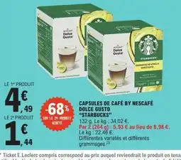 E.Leclerc STARBUCKS Capsules de café by nescafé dolce gusto offre