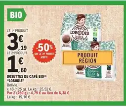 E.Leclerc LOBODIS Dosettes de café bio offre