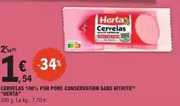 E.Leclerc HERTA Cervelas 100% pur porc conservation sans nitrite offre