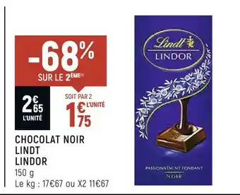 Spar Lindt chocolat noir lindor offre