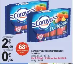 E.Leclerc CORAYA Bâtonnets de surimi l'original offre