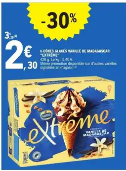 E.Leclerc EXTRÊME 6 cônes glacés vanille de madagascar offre