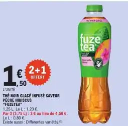 E.Leclerc FUZETEA Thé noir glacé infusé saveur pêche hibiscus offre
