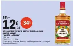 E.Leclerc MAISON LA MAUNY Boisson spiritueuse à base de rhum agricole saveur ananas offre