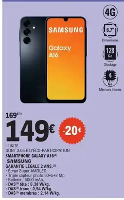 E.Leclerc SAMSUNG Smartphone galaxy a16 offre