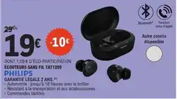 E.Leclerc PHILIPS Écouteurs sans fil tat1209 offre