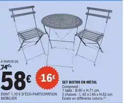 E.Leclerc Set bistro en métal offre
