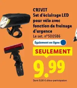 Lidl CRIVIT Set d'éclairage LED pour vélo avec fonction de freinage d'urgence offre