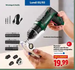 Lidl PARKSIDE Visseuse sans fil avec embouts interchangeables offre