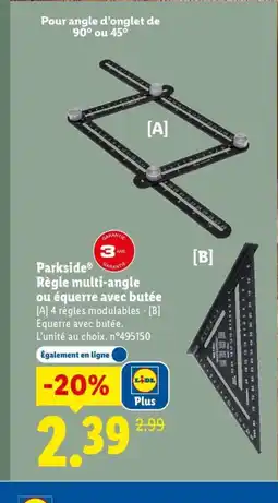 Lidl PARKSIDE Règle multi-angle ou équerre avec butée offre