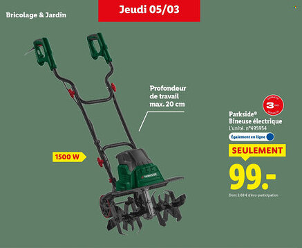 Lidl PARKSIDE Bineuse électrique offre