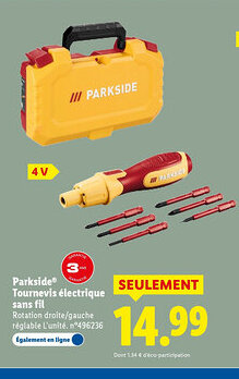 Lidl PARKSIDE Tournevis électrique sans fil offre